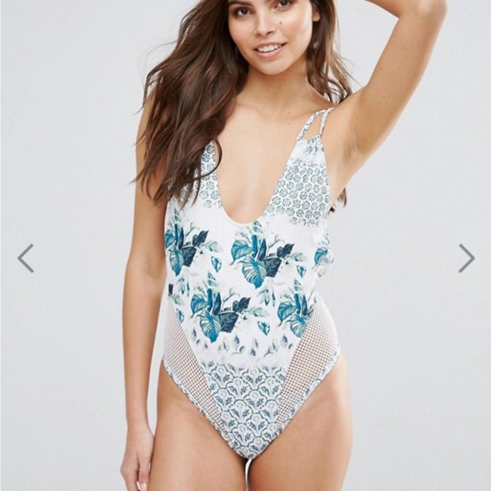 Lovin Floral Printed Swimsuit With Mesh Inserts.